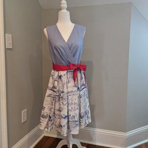 Seersucker and French Toile Print Dress